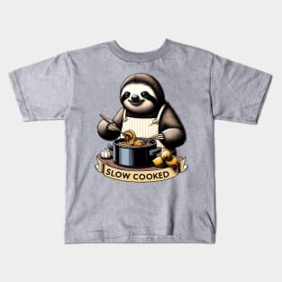 Slow cooked - sloth is a great chef Kids T-Shirt